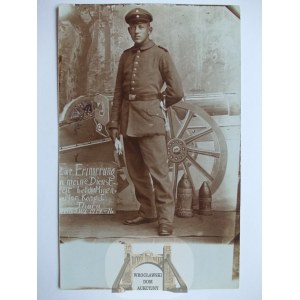 Toruń, Thorn, Podgórz, żołnierz, prywatna kartka z atelier, kolaż, 1916