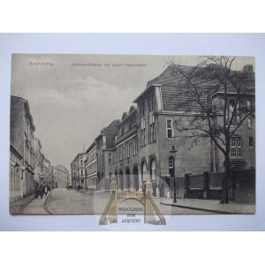 Bydgoszcz, Bromberg, ulica Pomorska, remiza strażacka, ok. 1910