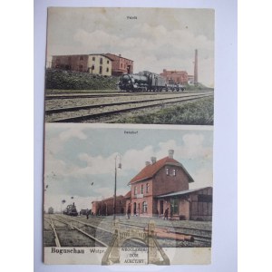 Boguszewo k. Grudziądz, dworzec, lokomotywa, fabryka, ok. 1908