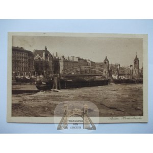 Szczecin, Stettin, Oder River, barge, 1926