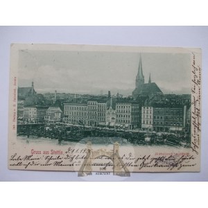 Szczecin, Stettin, nabrzeże rybackie, 1900