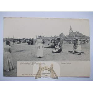 Świnoujście, Swinemunde, plaża, kuracjusze, ok. 1903