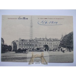 Swinoujscie, Swinemunde, Small Market, radio mast, 1914