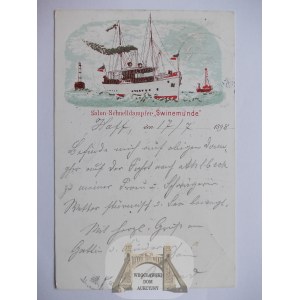 Świnoujście, Swinemunde, statek parowiec - Swinemunde, 1898