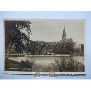 Wałcz, Deutsch Krone, panorama, kościół, ok. 1938