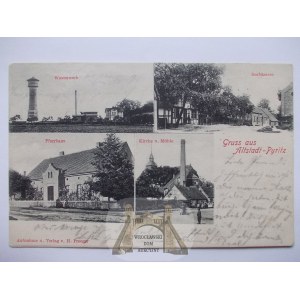 Pyrzyce, Pyritz, vodárna, mlýn, ulice, 1905