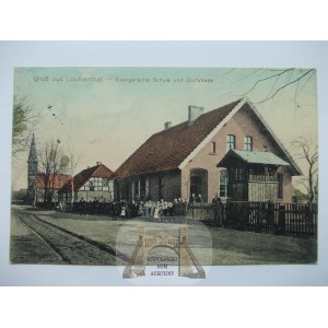 Borzyslawiec near Nowogard, street, school, 1917