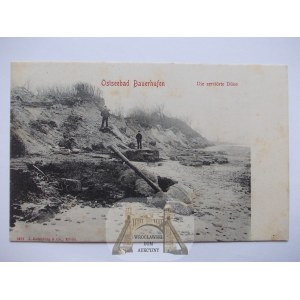 Sedlák, Bauerhufen u Mielna, pláž po bouři, asi 1910