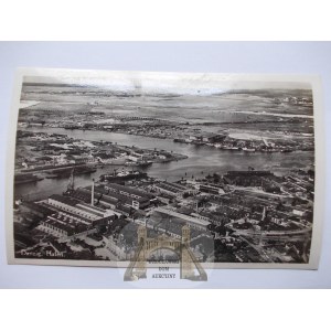 Gdańsk, Danzig, port, ujęcie lotnicze, ok. 1938