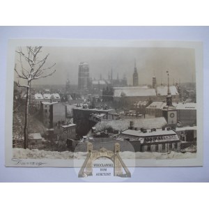 Gdańsk, Danzig, zimowa panorama, ok. 1940