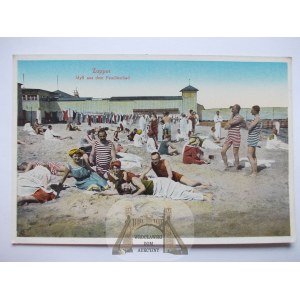 Sopoty, Zoppot, plážoví turisté, plážové oblečení, cca 1916