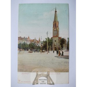 Sopot, Zoppot, kostel, nakladatelství Dr. Trenklera, 1904