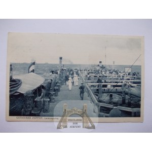 Sopot, Zoppot, pier, steamboat harbor, 1918