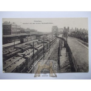 Tczew, Dirschau, dworzec, pociągi, ok. 1916