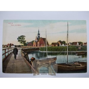 Hel, Hela, pier, church, Dr Trenkler publishing, 1908