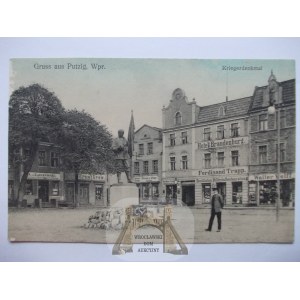 Puck, Putzig, Market Square, war memorial, ca. 1910