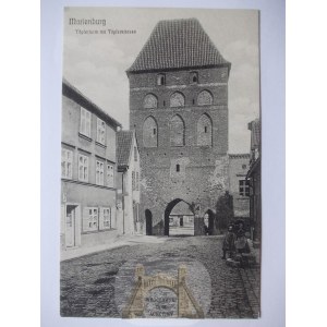 Malbork, Marienburg, Hrnčiarska brána, ulica, asi 1908