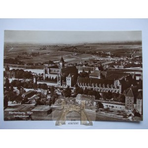 Malbork, Marienburg, zamek, ujęcie lotnicze, ok. 1930