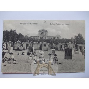 Ustka, Stolpmunde, Cure House, beach, 1917