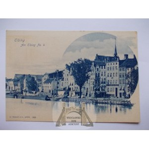 Elbląg, Elbing, přístaviště, asi 1902, nakladatelství Dr. Trenkler.