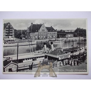 Elbląg, Elbing, přístav parníků, 1936