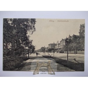 Elbląg, Elbing, ulice Dworcowa, cca 1920