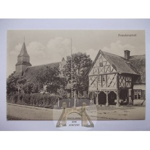 Pomorska Wieś k. Elbląg, dom, kościół, 1911