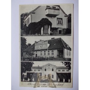 Grąbcznyn k. Susz, pałac, sklep, szkoła, ok. 1935