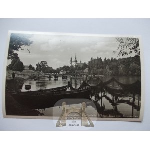 Swieta Lipka near Reszel, panorama, fishing nets, ca. 1940.