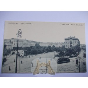 Varšava, náměstí Krasińských, tramvaj, cca 1910