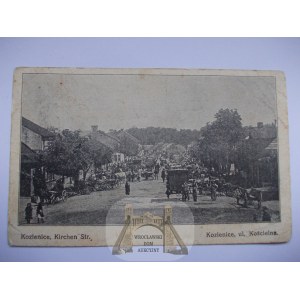 Kozienice, ulica Kościelna, targ, 1917