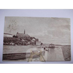 Sandomierz, wybrzeże, kościół, domy na wodzie, 1918