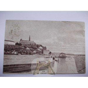 Sandomierz, coast, church, houses on water, 1918