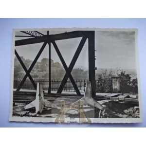 Przemyśl, zerstörte Brücke, Staudamm, um 1940.