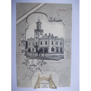 Radymno, Town Hall, coat of arms, Art Nouveau vignette, circa 1900.