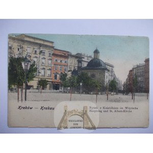 Krakov, Tržní náměstí, kostel svatého Adalberta, kolem roku 1900