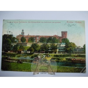 Krakov, hrad Wawel, pohľad z Ludwinowa, 1907