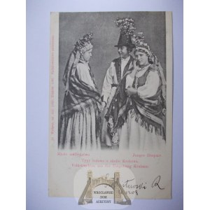 Krakov, ľudové typy, nevesta a ženích, 1900