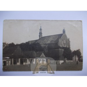 Proszowice, church, houses, photographic, 1915