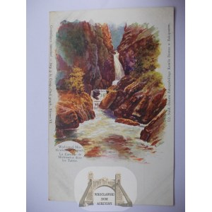 Tatra-Gebirge, Gemälde, Mickiewicz-Wasserfall, ca. 1900