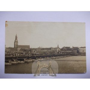 Lotyšsko, Riga, Riga, most, panoráma, 1918