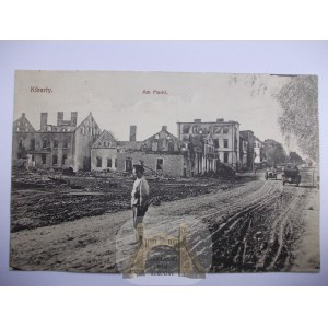 Litwa, Kibarty, rynek, zniszczenia, 1917