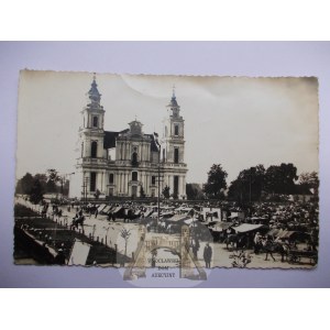 Belarus, Budslav, church, marketplace, circa 1930.