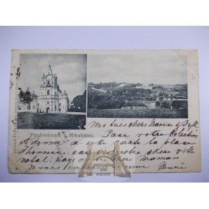 Ukraine, Mikuliniec bei Trembowla, Ternopil, Kirche, Panorama, ca. 1900