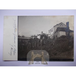 Ukrajina, Brzeżany, okolie, zničené domy, asi 1915