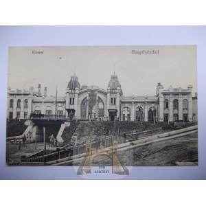 Ukraine, Kovel, railroad station, ca. 1915