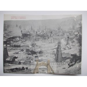 Ukrajina, Boryslav Tustanovice, ropná pole, vrty, skládací panorama 1911