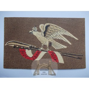 Patriotisch, Adler, Gott schütze Polen, Holzpostkarte, um 1910