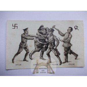 II Wojna, rozbiór Polski, alegoria, Hitler, Goring, Stalin, ok. 1940
