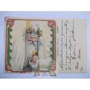 Christmas, New Year, Santa Claus, Art Nouveau, published by Niemojowski, Lviv, 1901